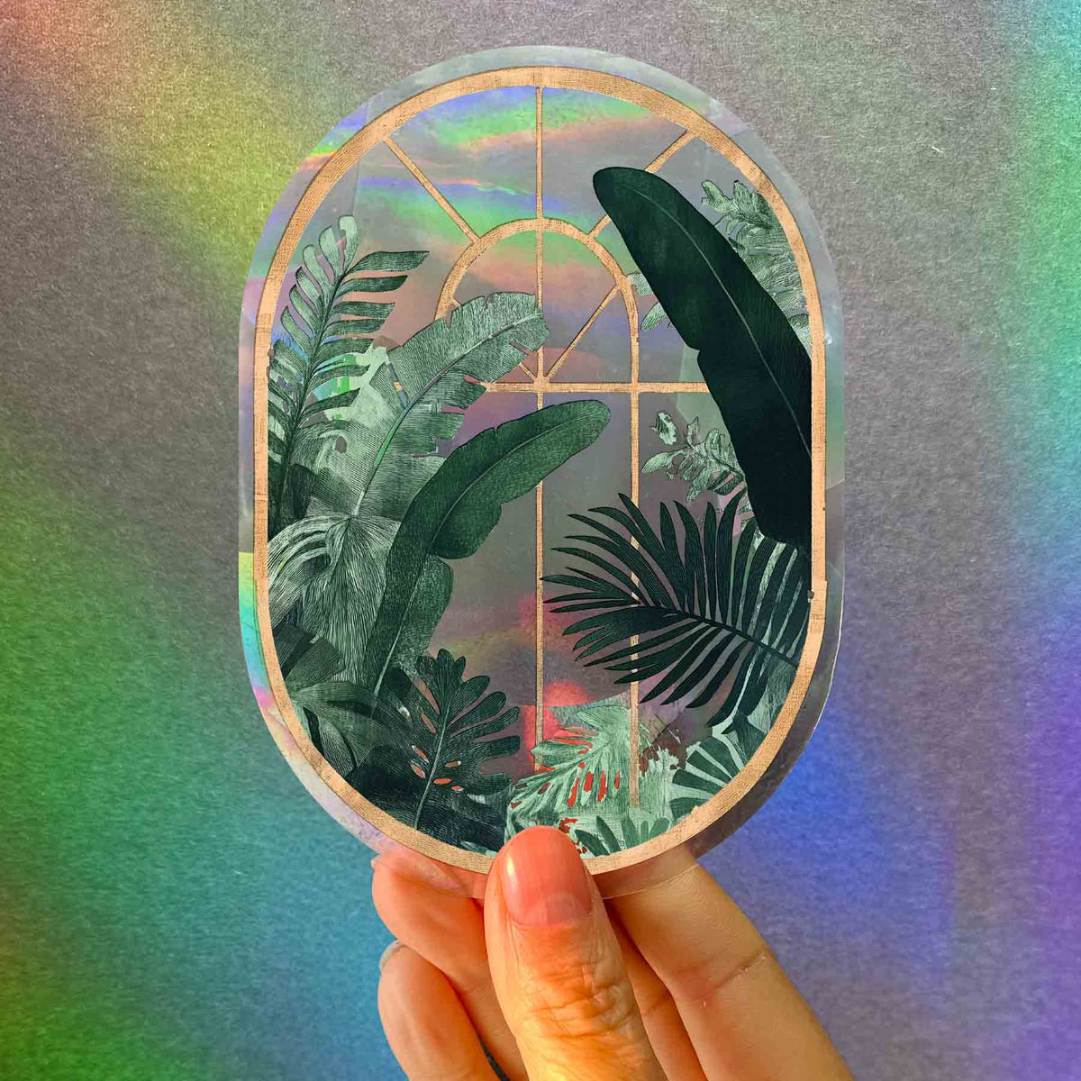 Irisierender Fenstersticker – Greenhouse Glow